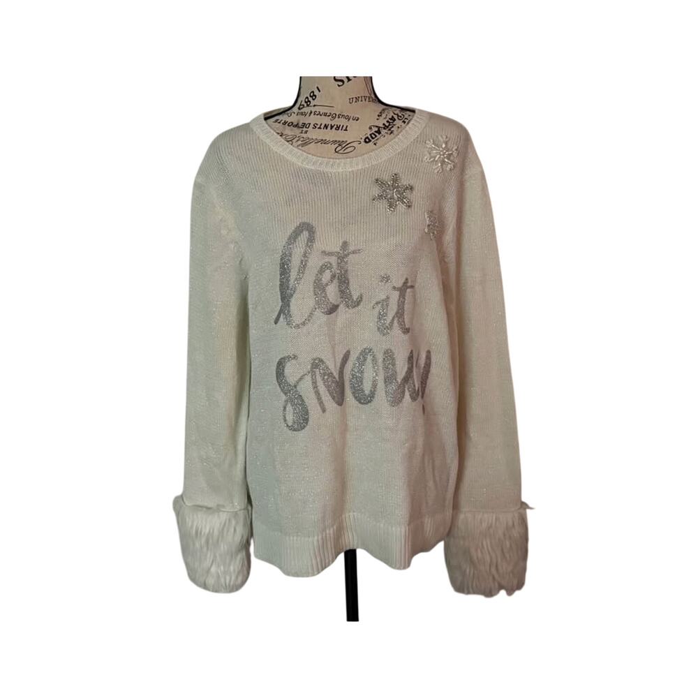 Women’s Holiday Time “Let It Snow” Embellished Sweater Size XXL (20)